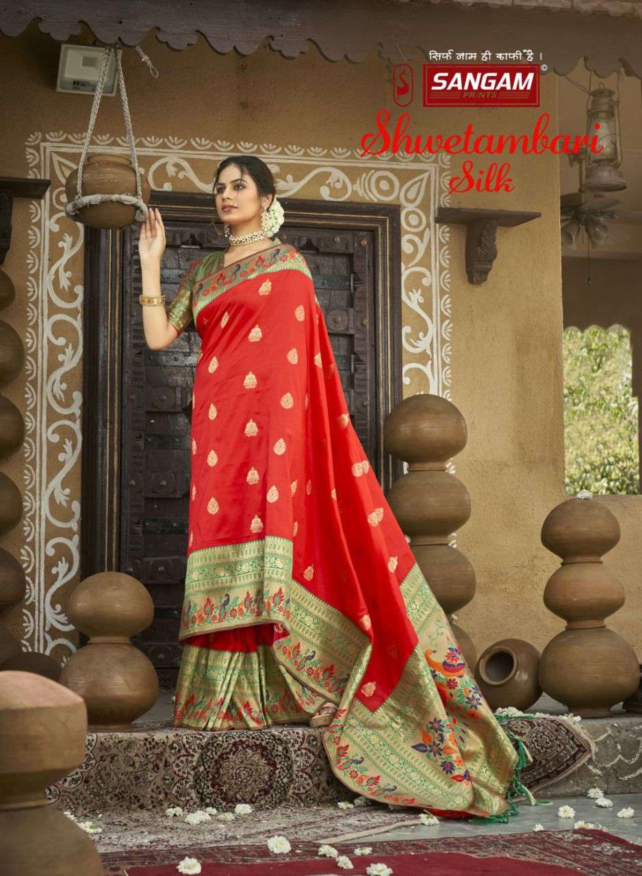 SANGAM SHWETAMBARI SILK DESIGNER PAITHANI SILK SAREE 