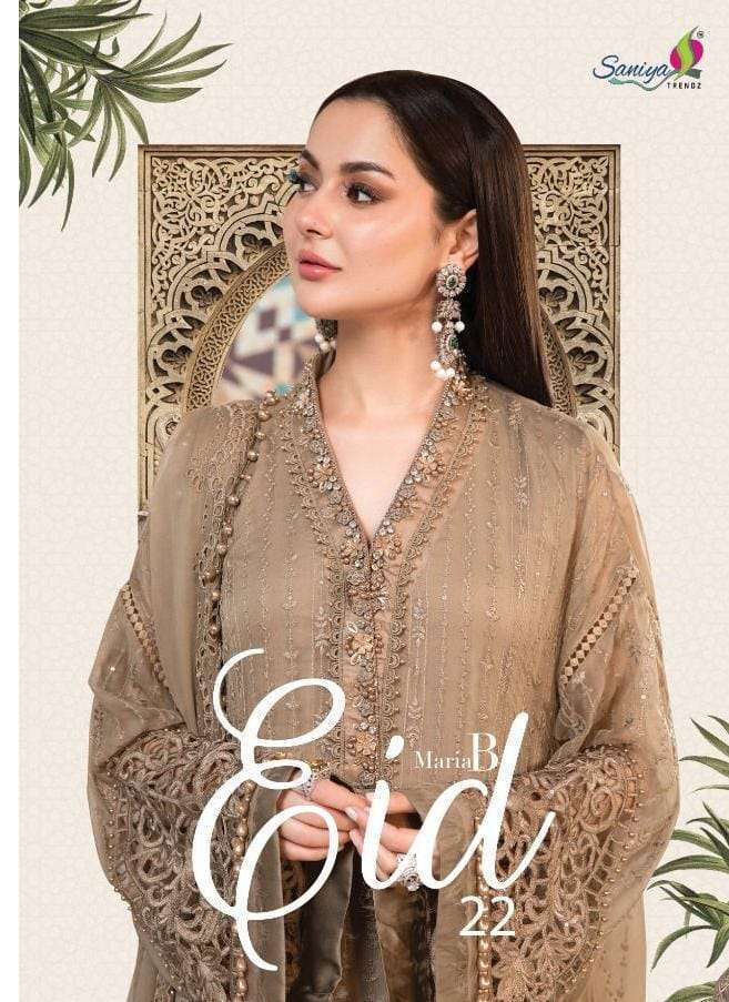 saniya trendz maria b eid 22 series 1001-1003 faux georgette suit 