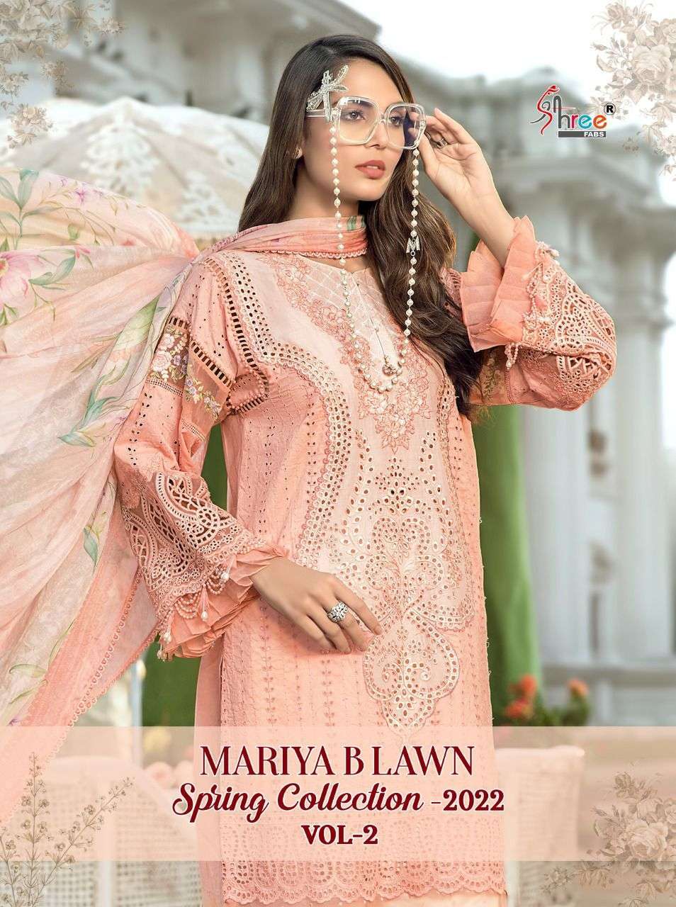 shree fab maria b lawn spring-2022 vol 02 series 2124-2131 pure cotton suit 