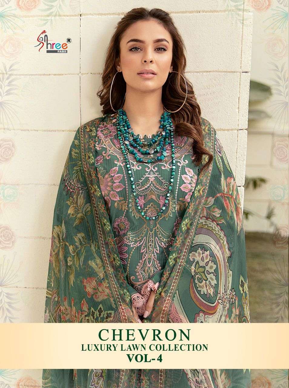 shree fabs chevron luxury lawn vol 4 series 2153-2160 pure lawn cotton suit