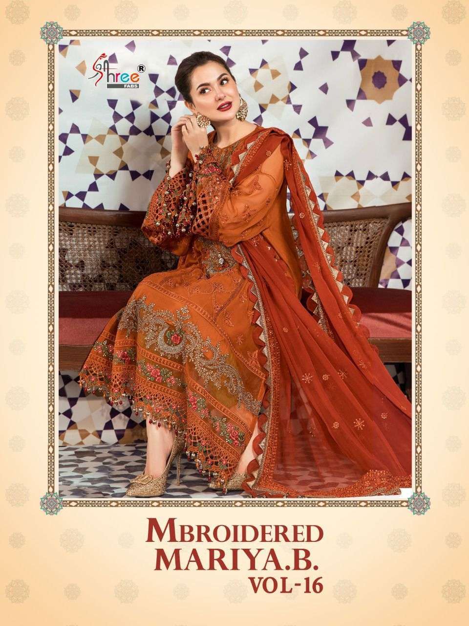 shree fabs mbroidered maria b vol 16 series 2144-2146 faux georgette suit 