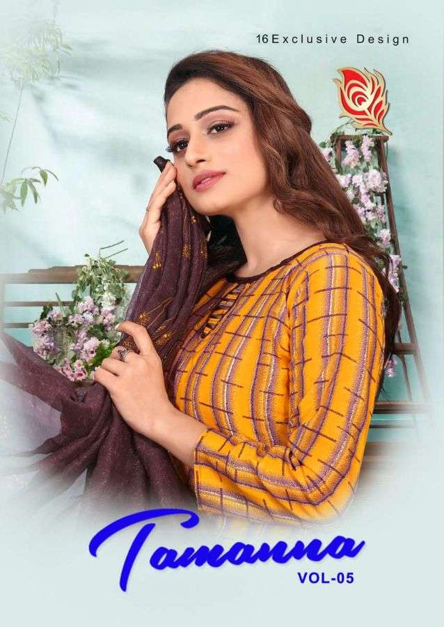 Shreya Tamanna Vol-5 series 5001-5016 american crape suit 