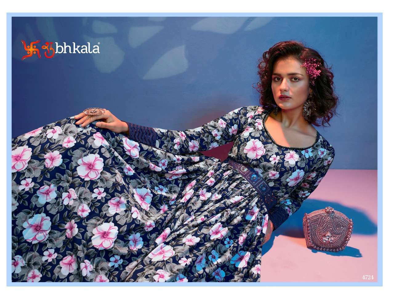 shubhkala flory vol 19 series 4721-4725 natural crape gown 