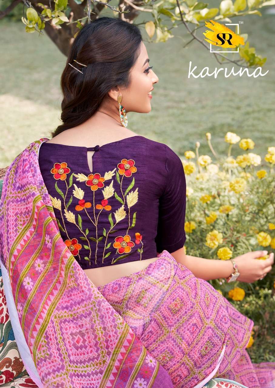 sr karuna series 101-110 organza khadi saree