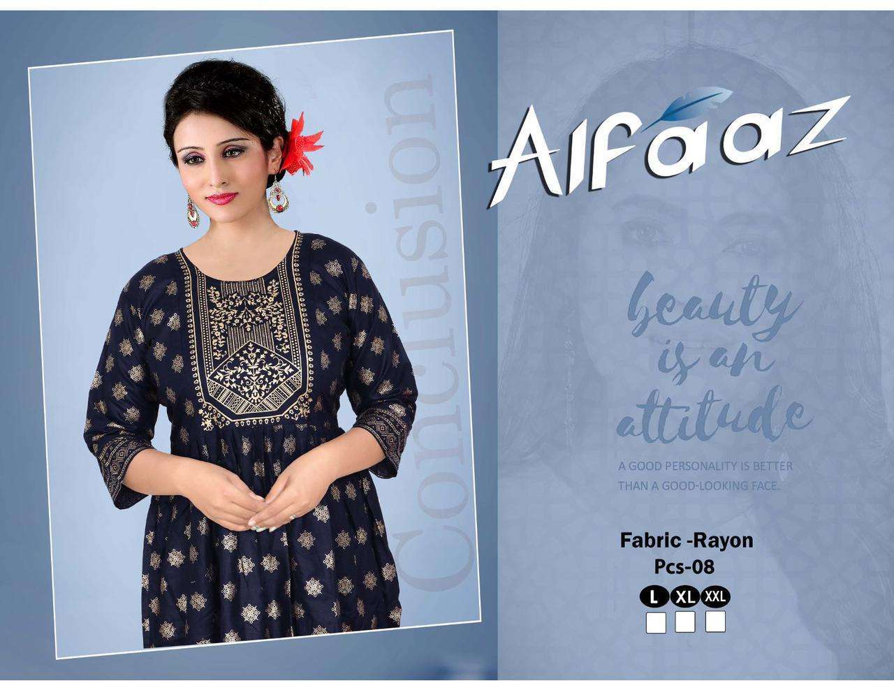 trendy alfaaz series 101-108 rayon plain kurti 