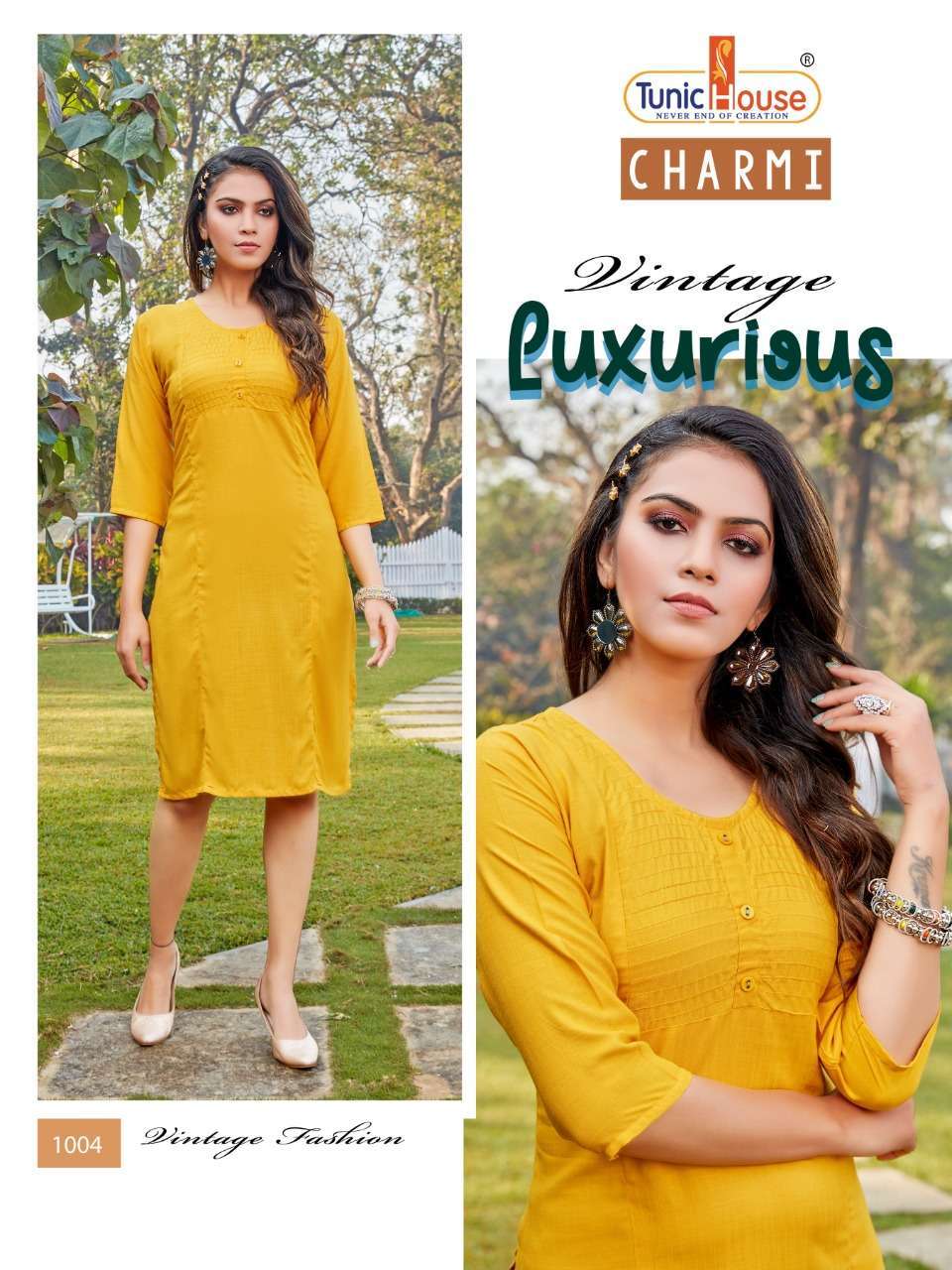 tunic house charmi series 1001-1006 rayon slub kurti 