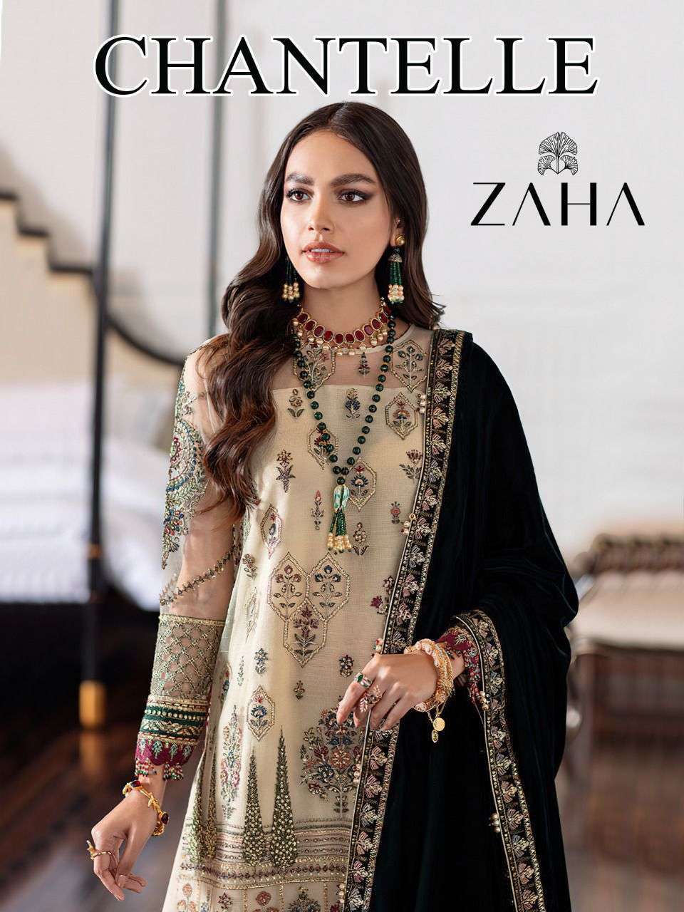 Zaha chantelle series 10025-10027 georgette suit 