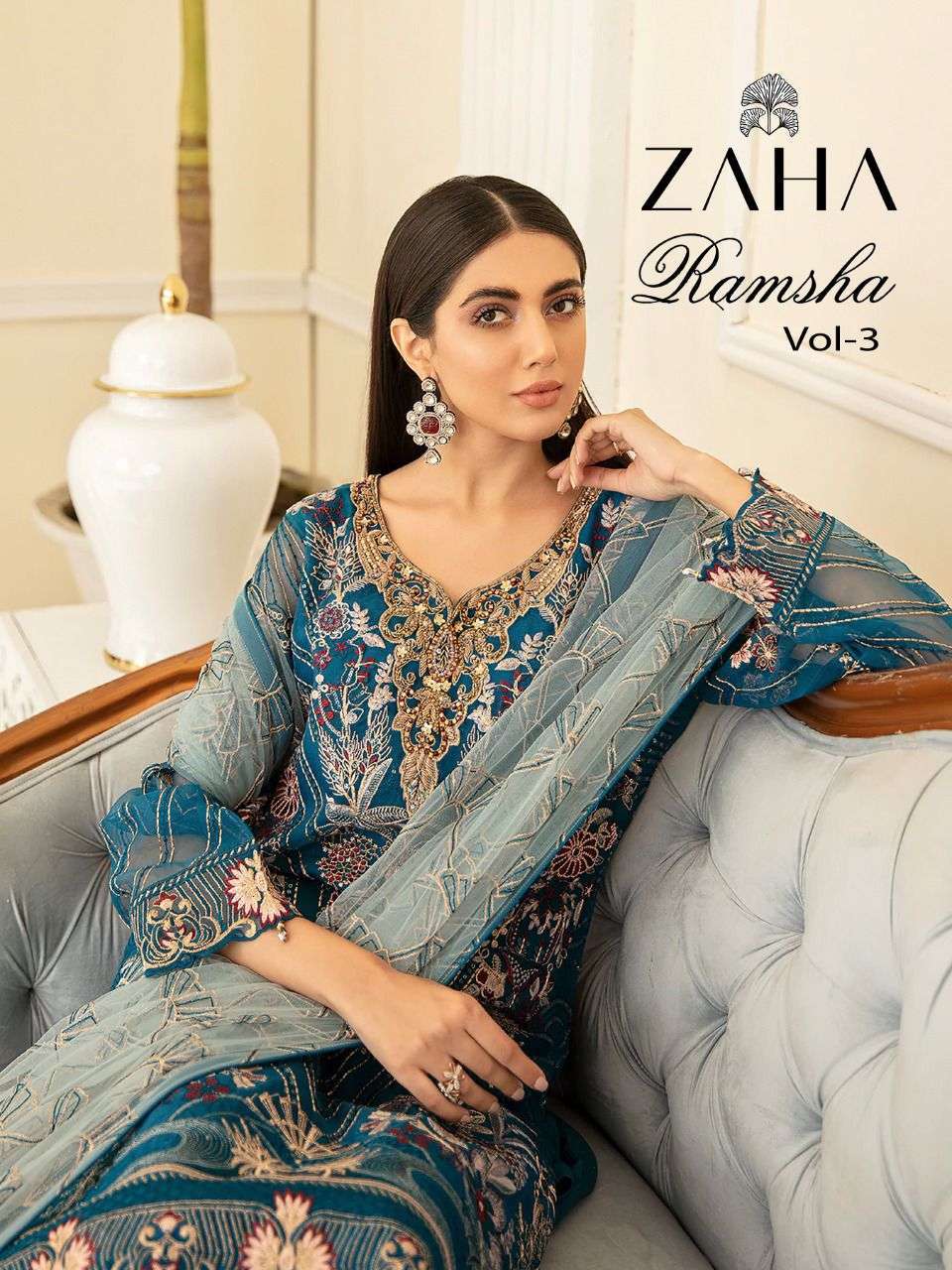 zaha ramsha vol 3 series 10044-10047 Georgette suit 