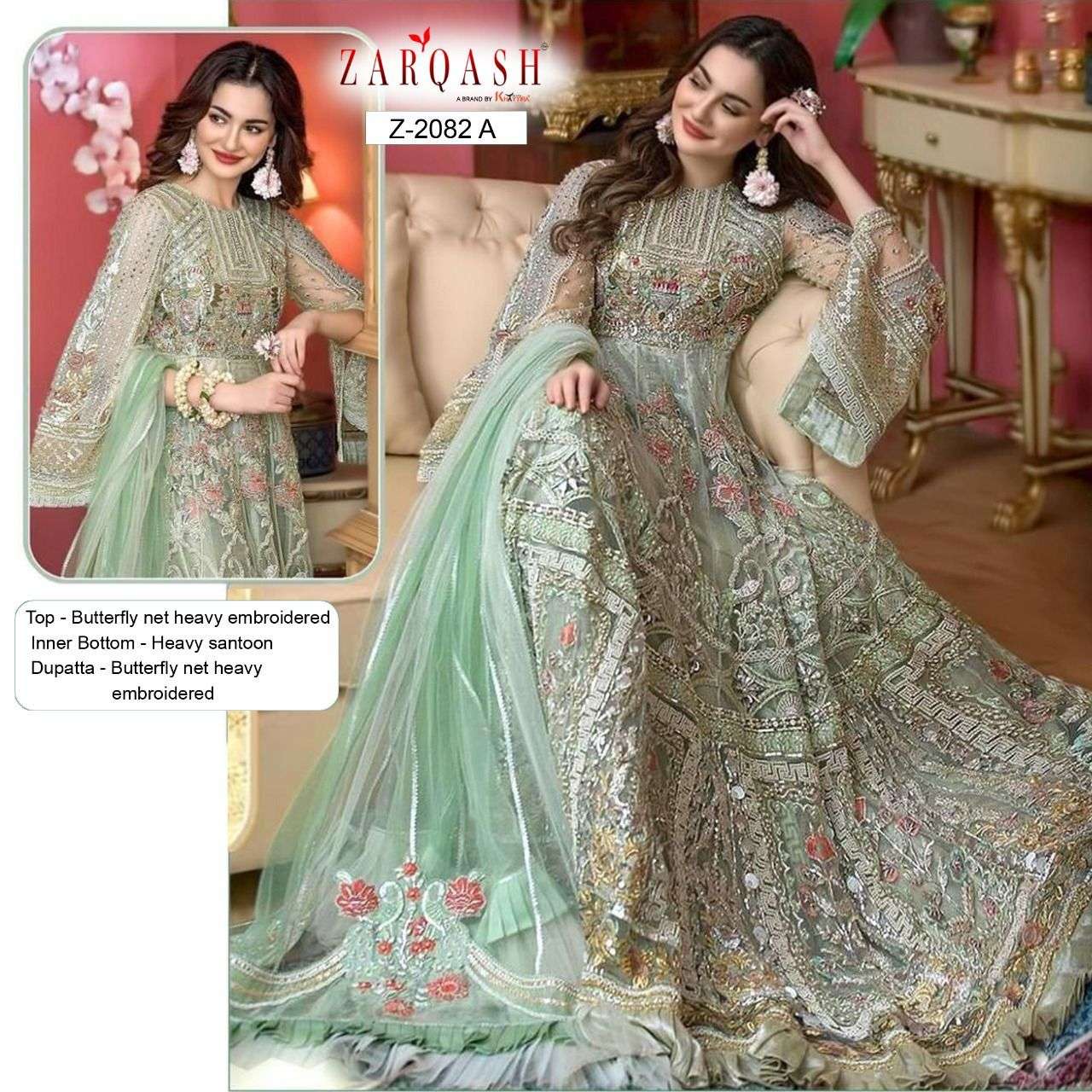 ZARQASH JASHAN VOL-2 DESIGNER BUTTERFLY NET SUIT 