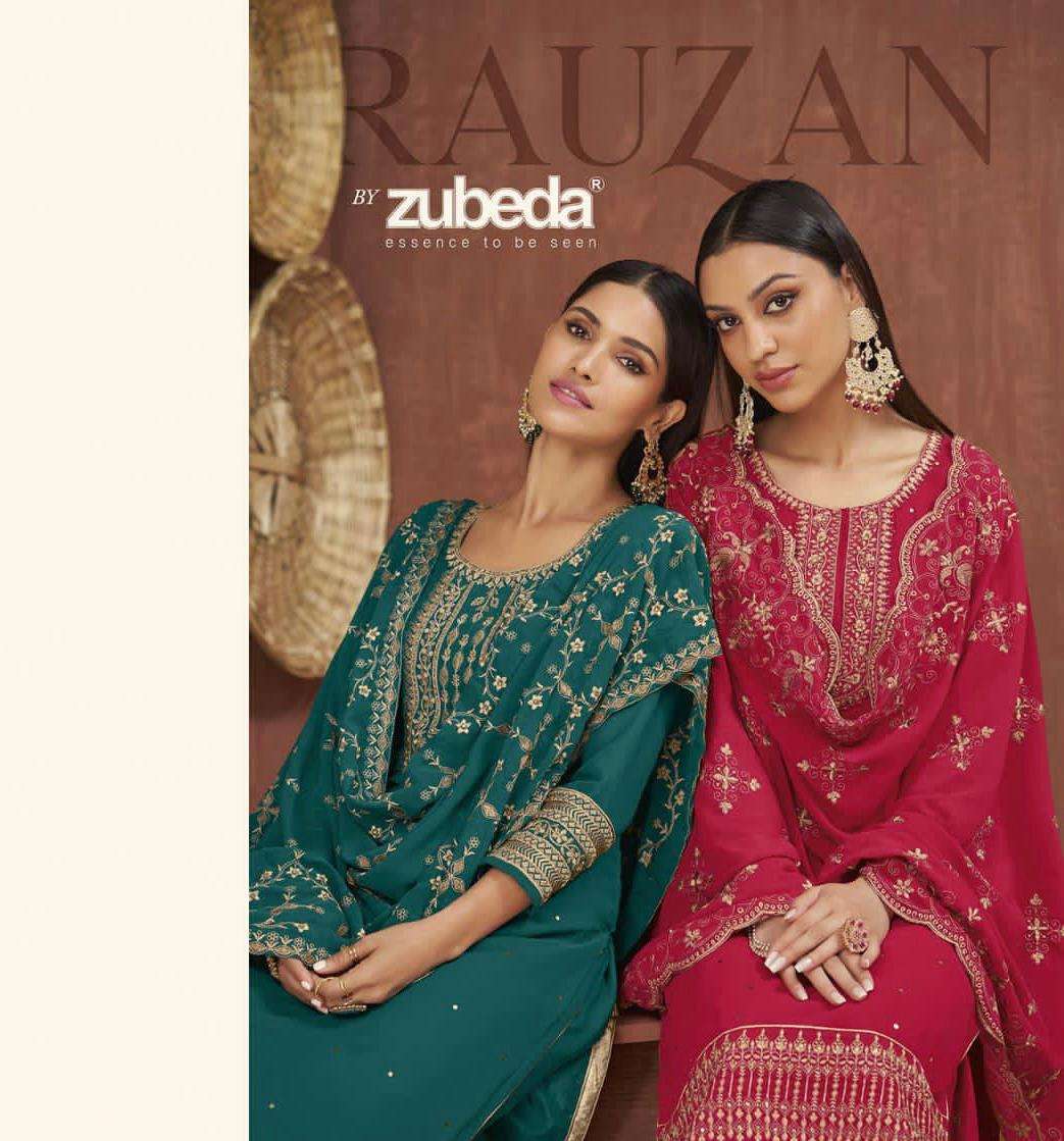 zubeda rauzan series 1101-1104 georgette embroidery suit 