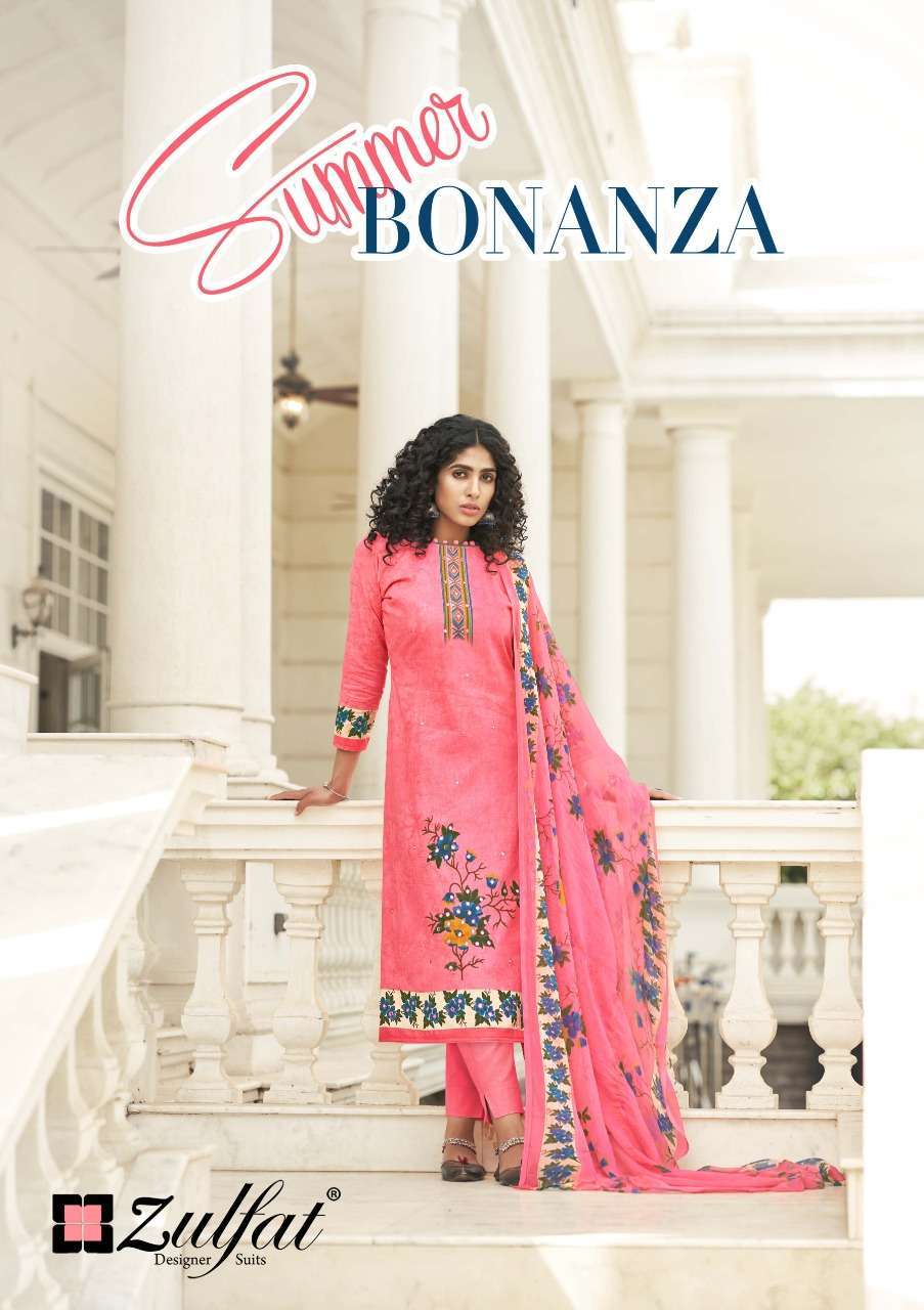 zulfat summer bonanza series 413001-413010 pure cotton suit 