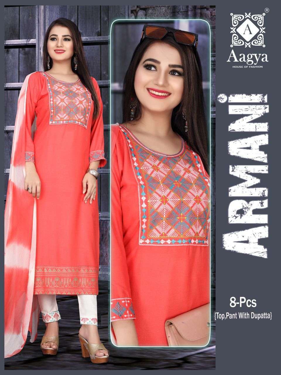aagya armani pant vol 1 series 001-008 rayon slub readymade suit 