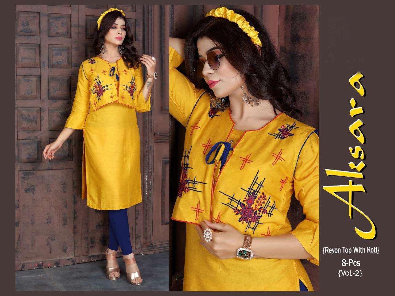 aksara vol 2 series 01-08 rayon 14 kg kurti 