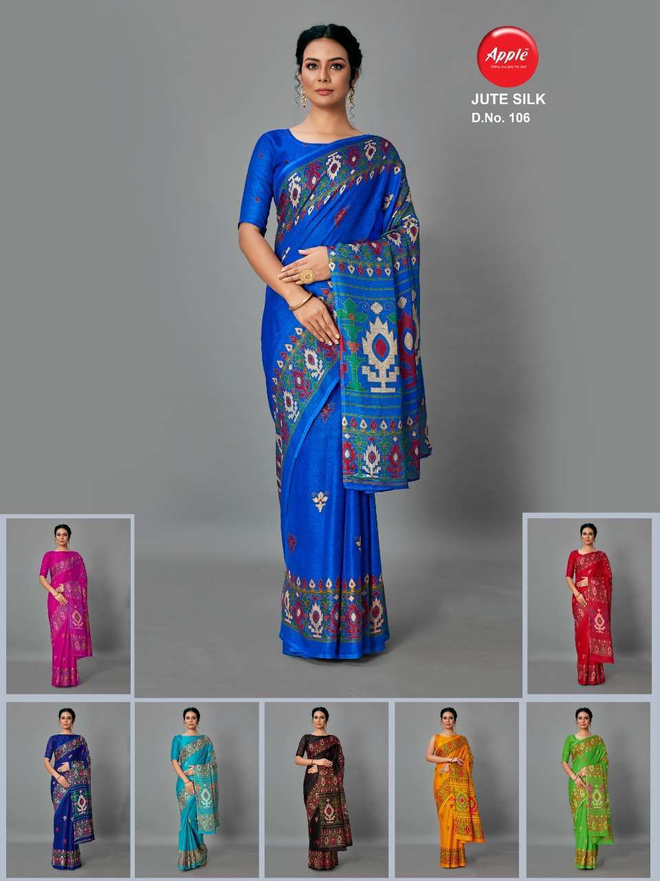 Apple Jute Silk series 101-108 cotton jute printed saree