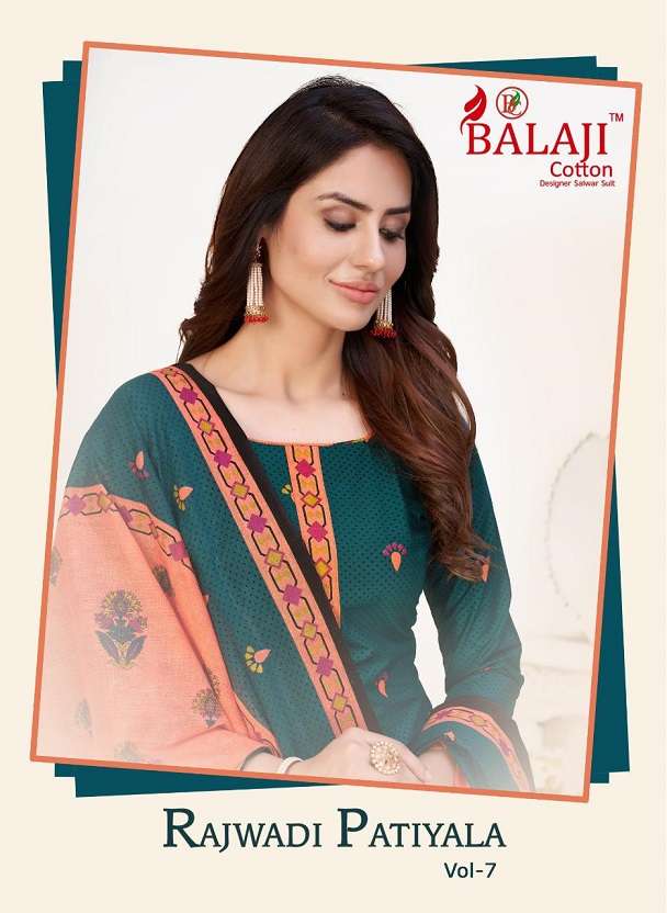 Balaji Rajwadi Patiyala Vol-7 series 7001-7020 pure cotton suit 