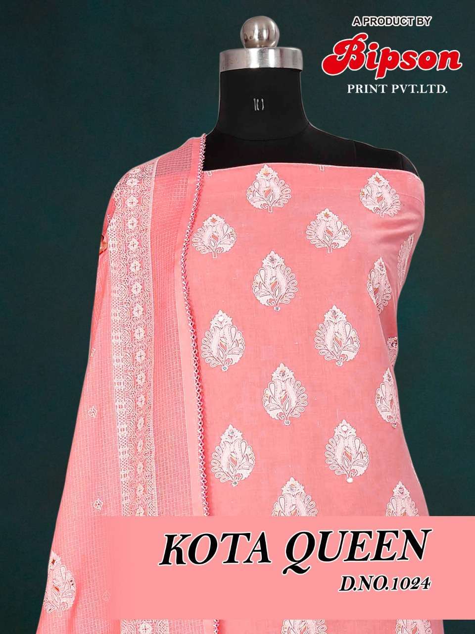 bipson kota queen 1024 Pure Cotton Khadi Print With Work suit