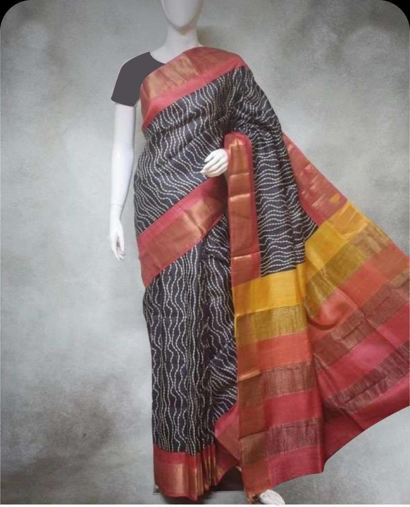 BT-52 DESIGNER TUSSAR COTTON SAREE WITH JARI PATTA 