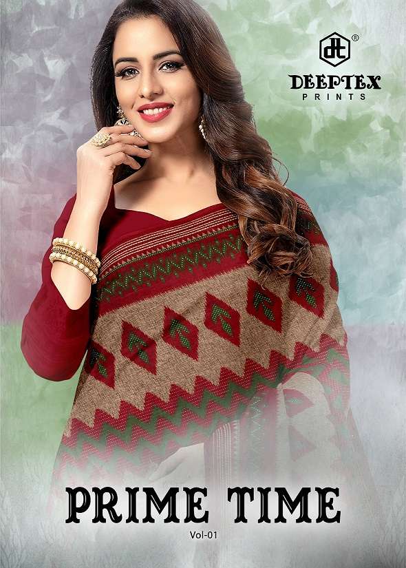 Deeptex Prime Time Sarees Vol-1 series 1001-1010 pure cotton saree