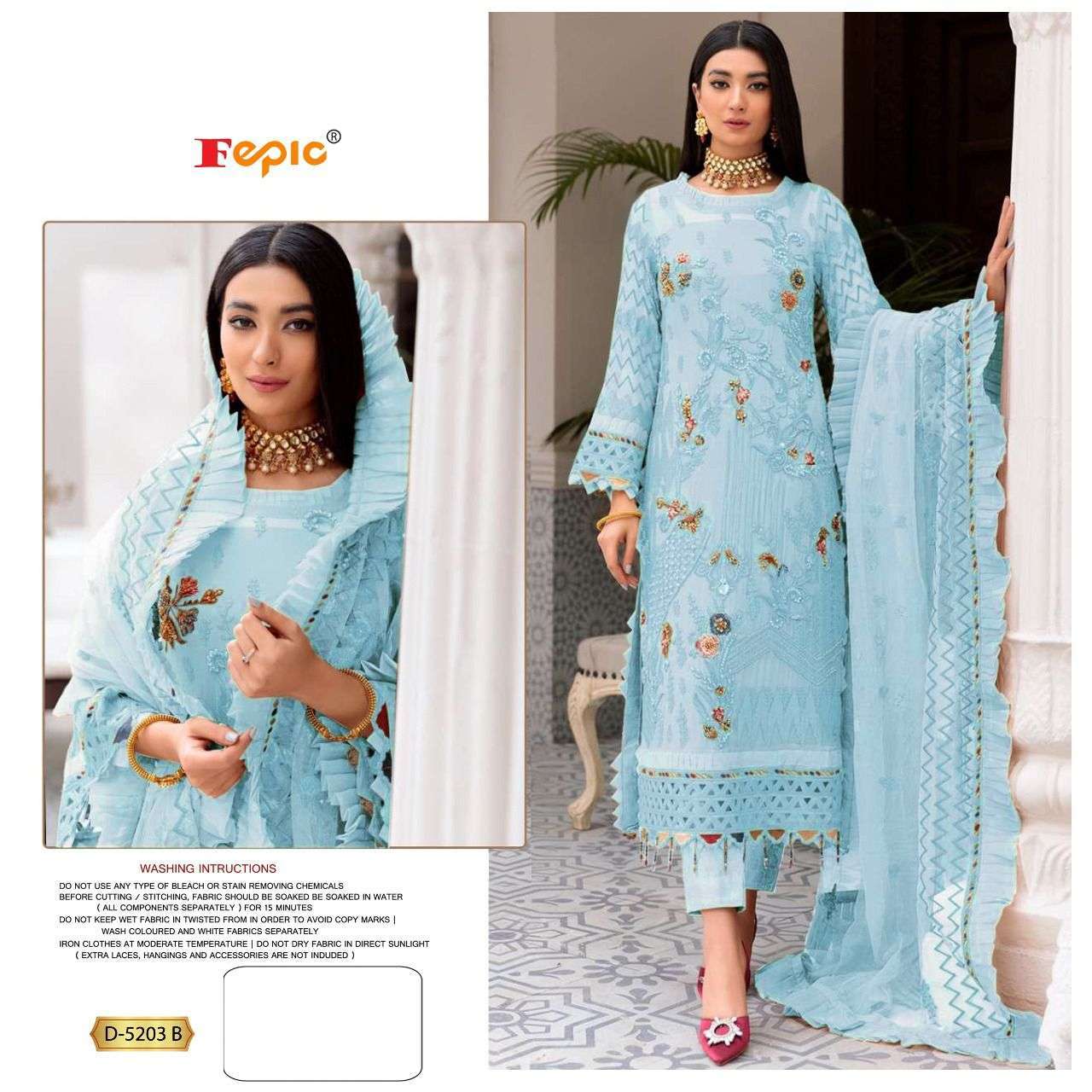 fepic rosemeen D-5203 georgette embroidered suit 