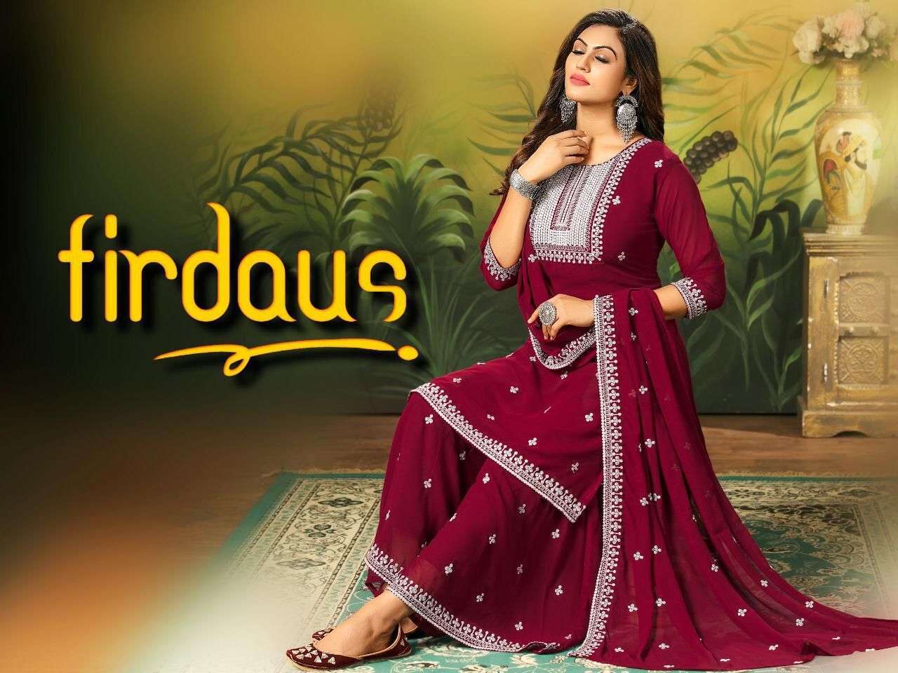 firdaus series 101-106 chiffon sharara readymade suit 