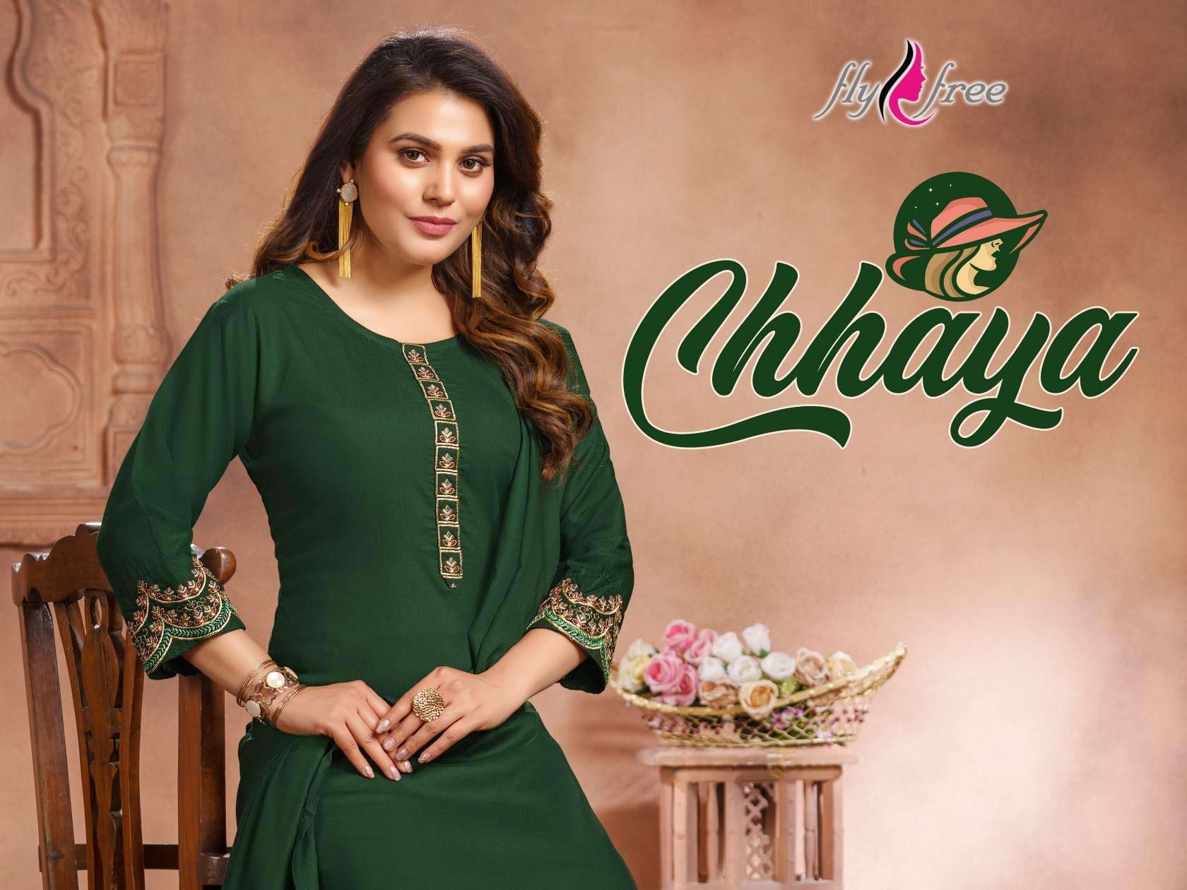 fly free chhaya series 101-106 heavy rayon 14 kg readymade suit 