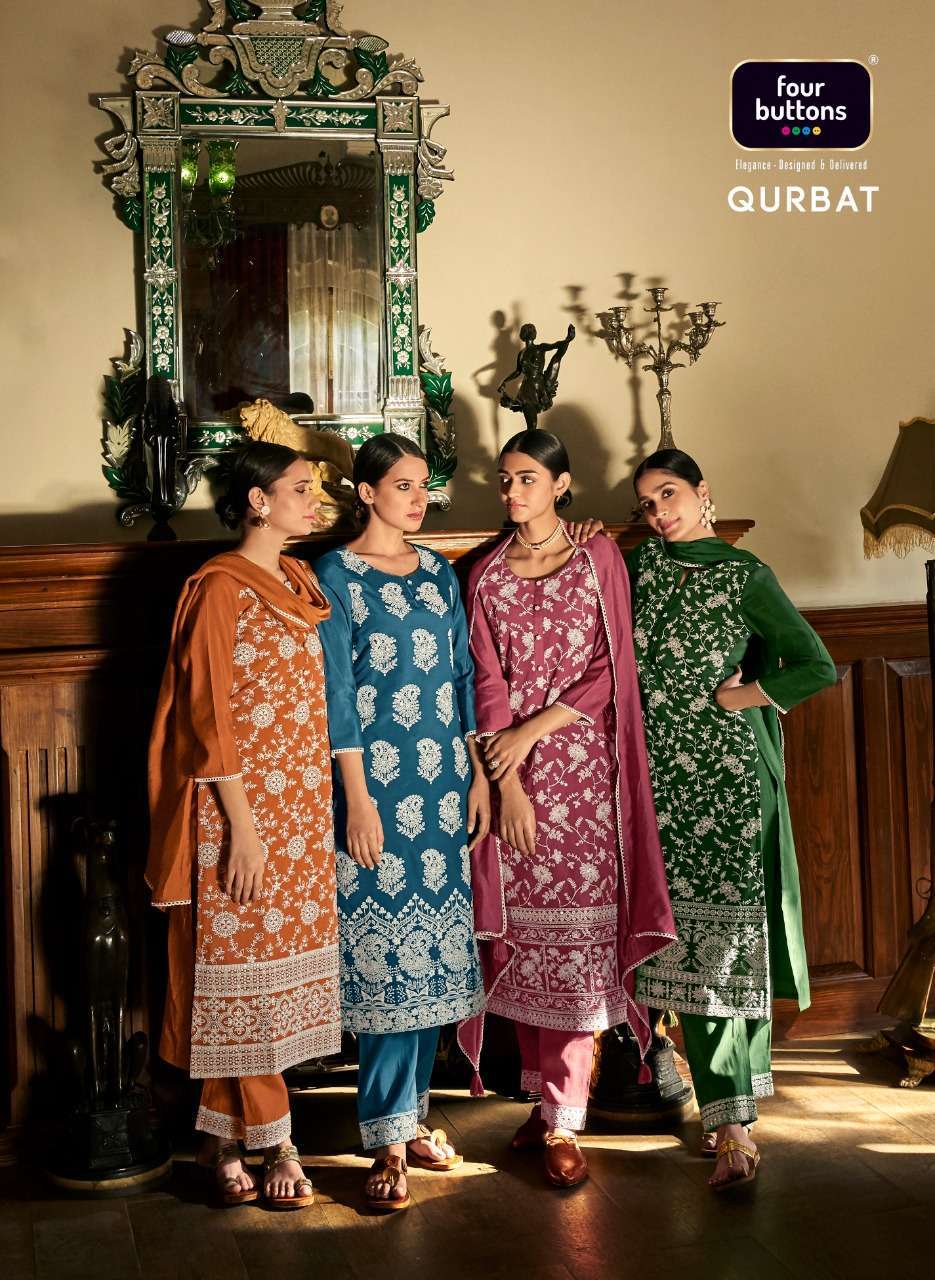 four buttons qurbat series 1921-1926 pure modal silk readymade suit 