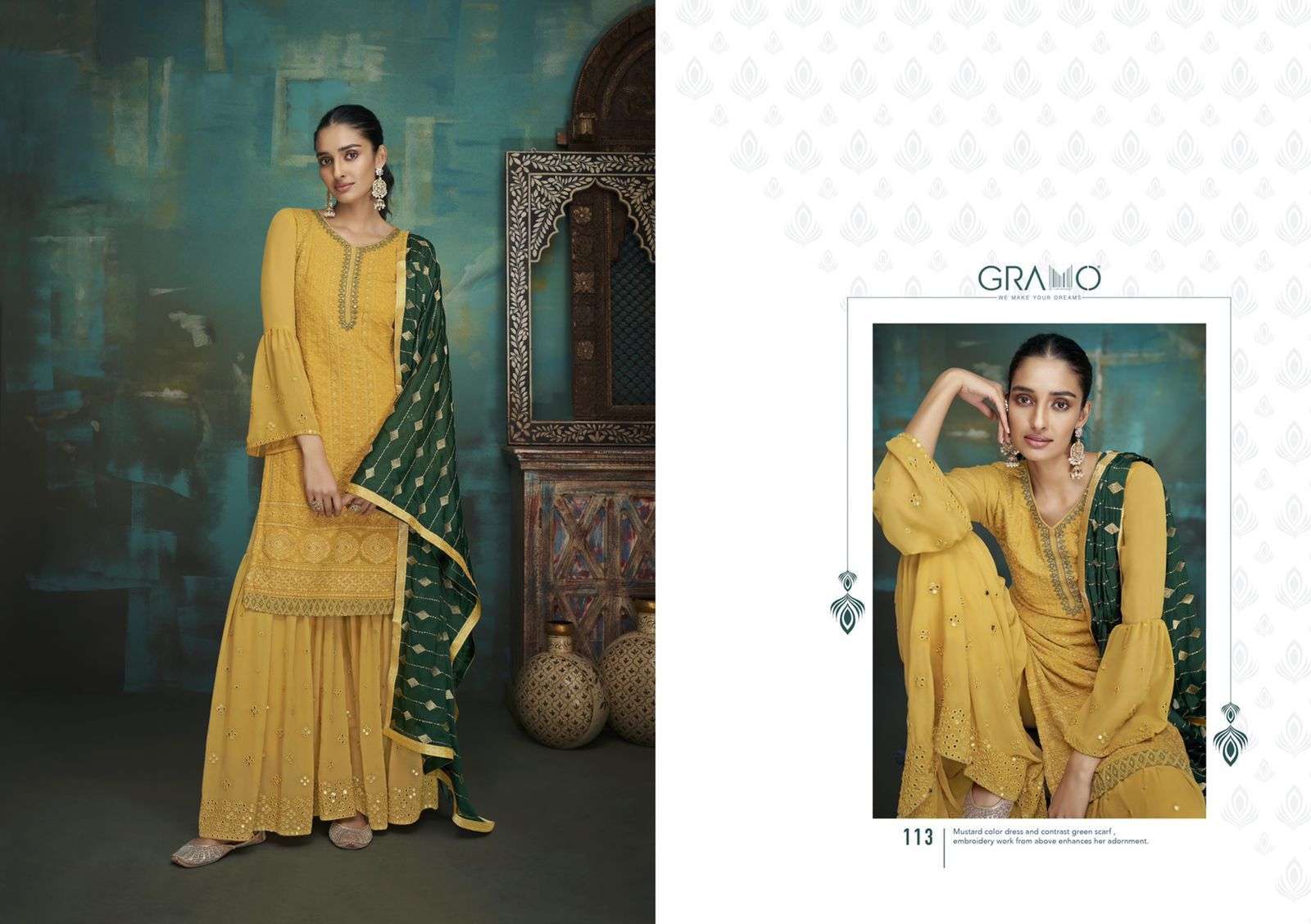 GRAMO BRIDE VOL 1 DESIGNER HEAVY AIRTEX FAUX GEORGETTE SUIT 