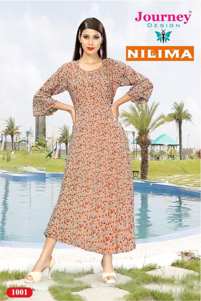 journey design nilima series 1001-1004 georgette long kurti 