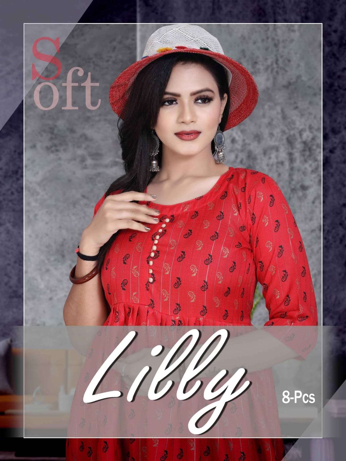 k4u lilly series 001-008 lurex print kurti