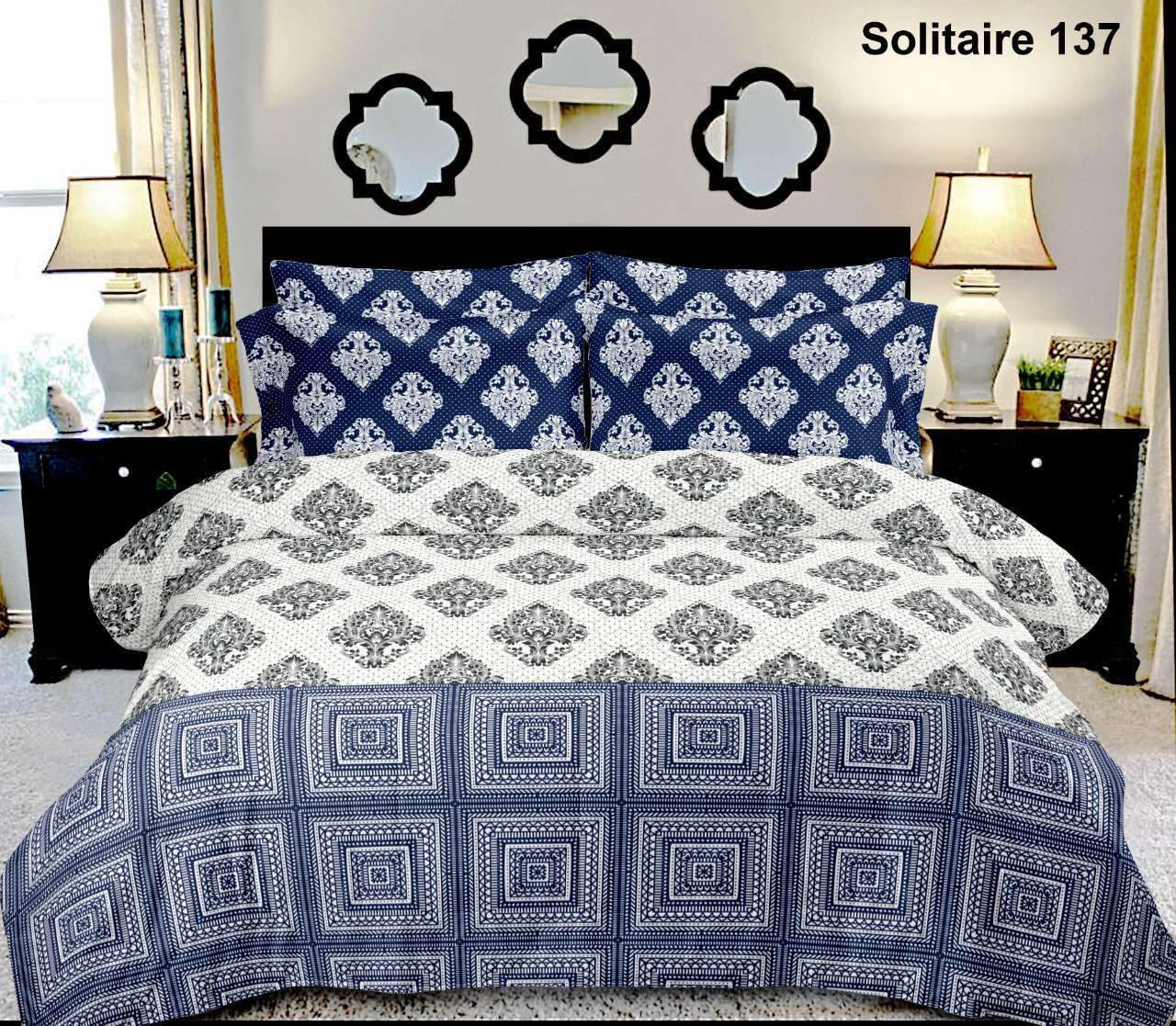 k4u solitaire series 137-141 king size cotton bedsheets with pillow cover