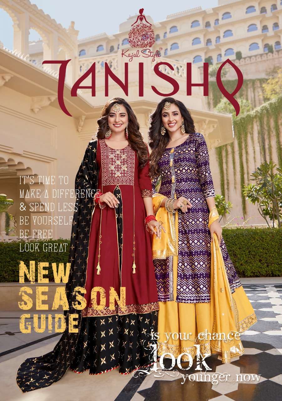kajal style tanishq vol 1 series 1001-1008 heavy rayon gown with dupatta
