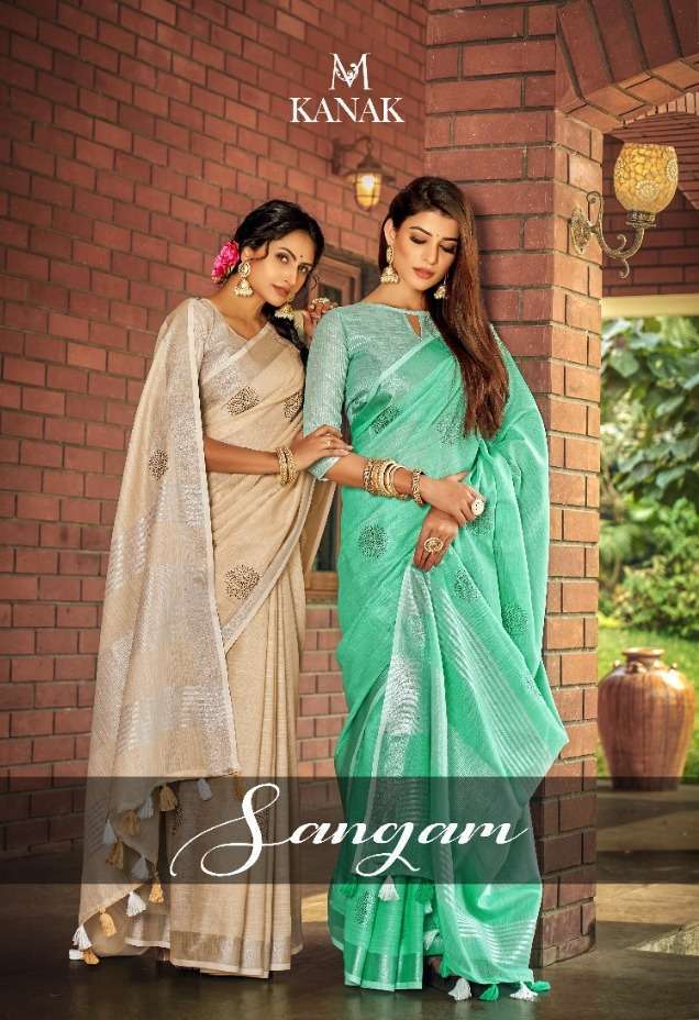 Kanak sarees sangam series 1001-1008 linen cotton saree