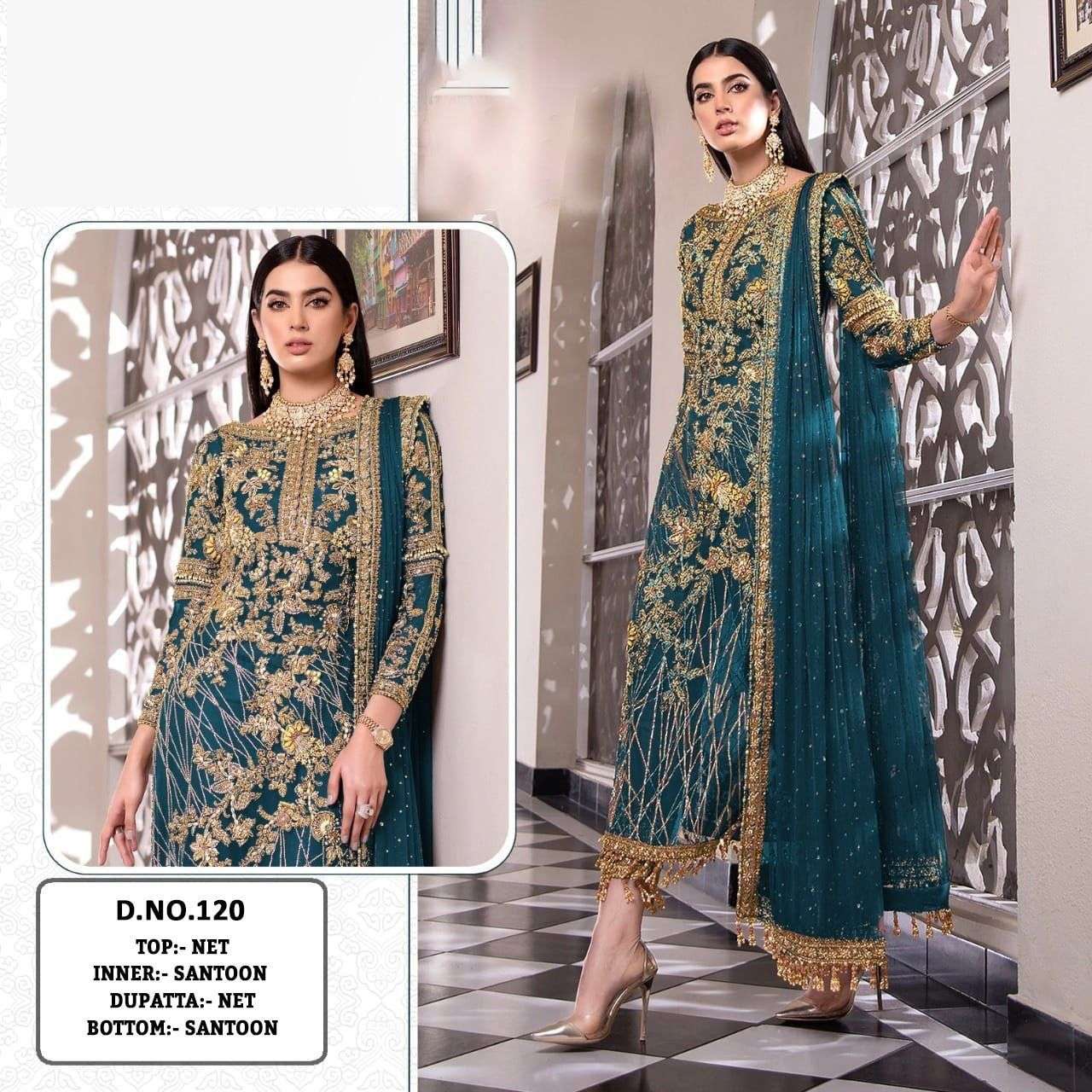 KF-120 DESIGNER NET EMBROIDERY WORK NON CATALOG SUIT 