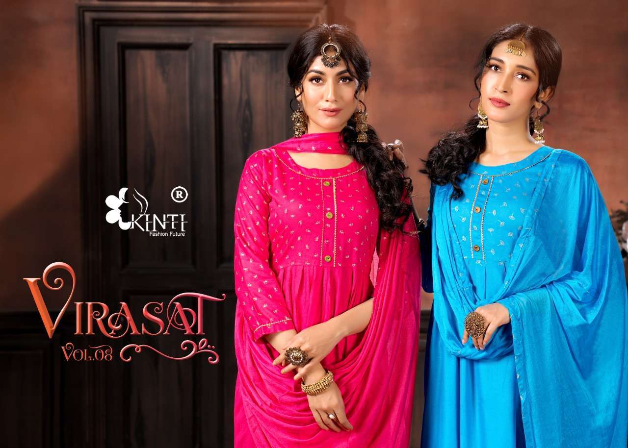 kinti virasat series 801-808 heavy rayon kurti with dupatta