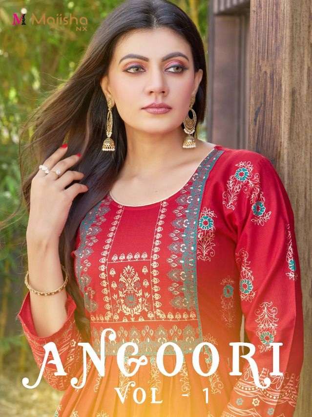 Majisha Nx Angoori Vol-1 pure rayon slub 14 kg kurti 