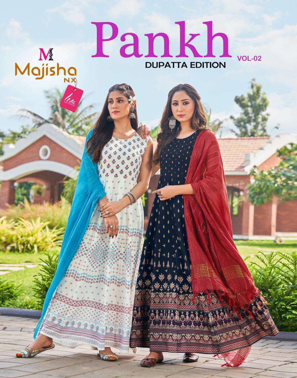 majisha nx pankh vol 2 series 2001-2008 14 kg liva rayon kurti with dupatta 