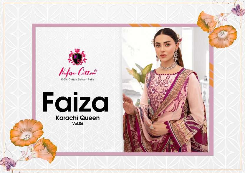 Nafisa Faiza Vol-6 Karachi Queen series 6001-6006 pure lawn cotton suit 