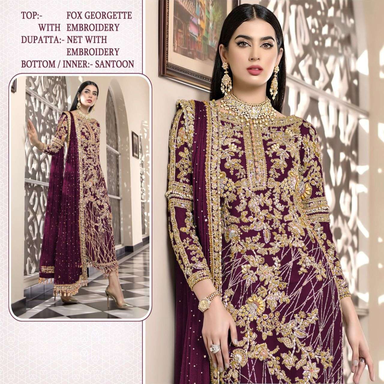 PAKISTANI SUITS FAUX GEORGETTE EMBROIDERY SUITS 