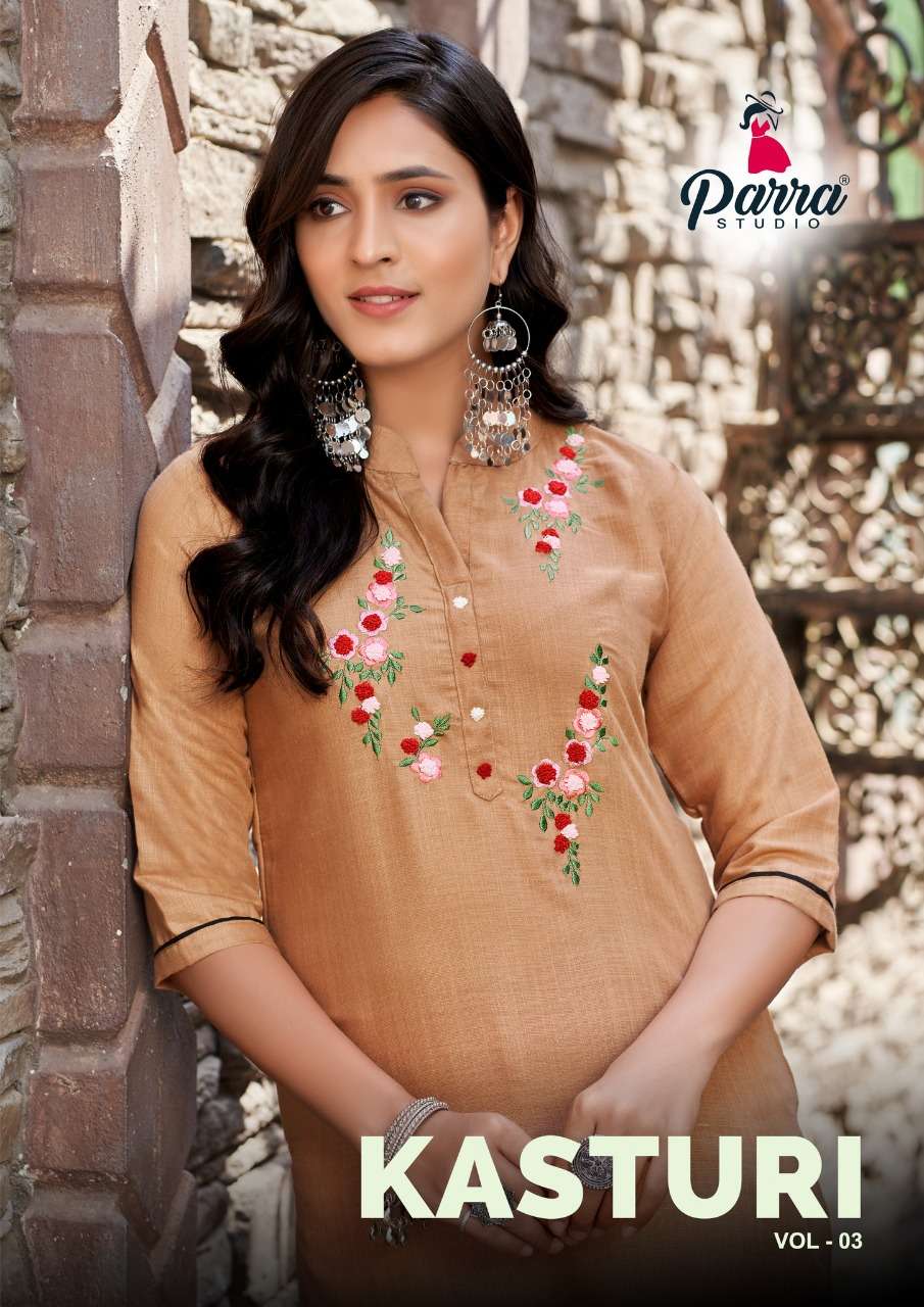 parra studio kasturi vol 3 series 3001-3008  cotton slub kurti 