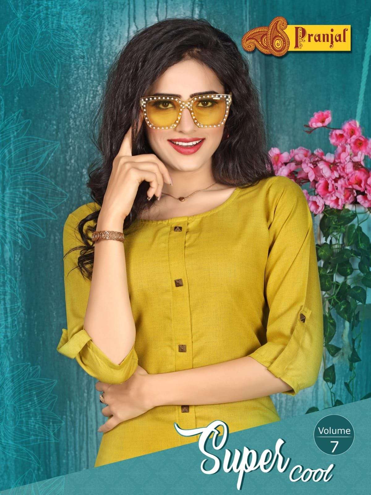 pranjal super cool vol 7 series 1001-1006 cotton flex plain kurti 