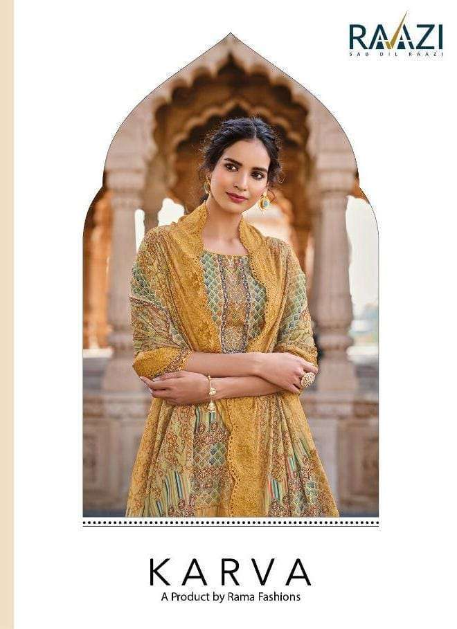 raazi karva series 1001-1008 jam satin digital print suit 