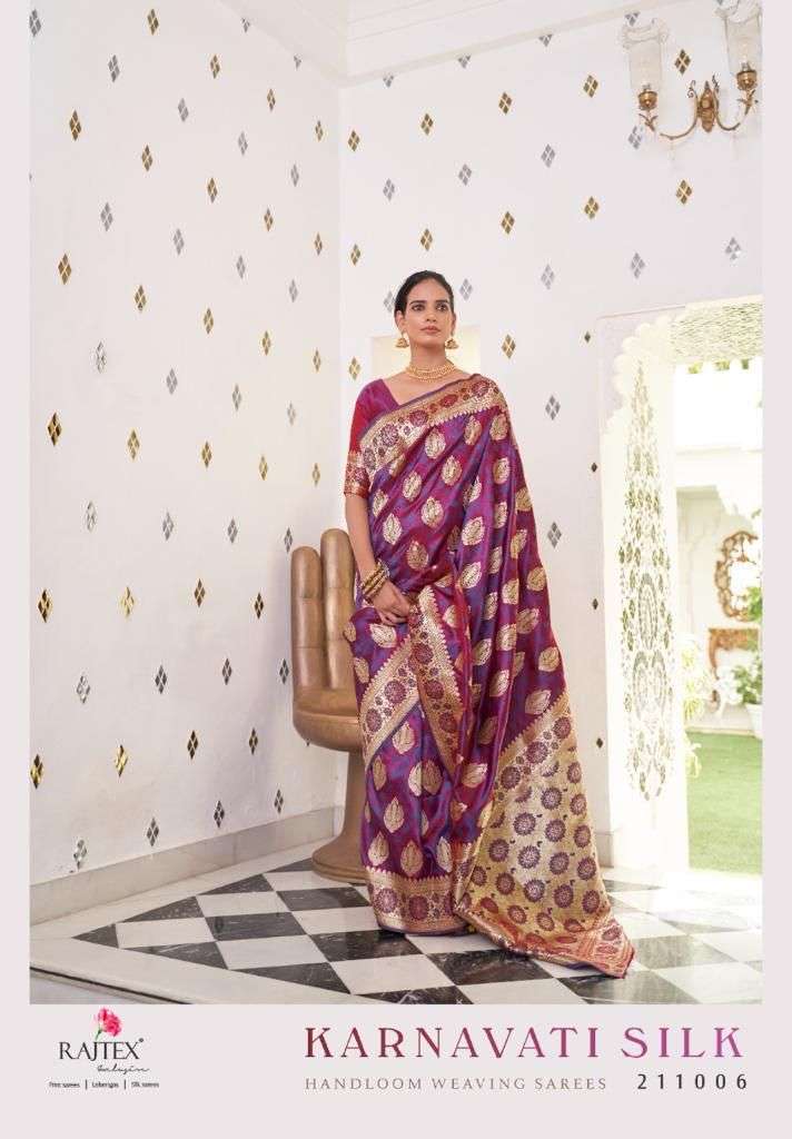 rajtex karnavati silk series 211001-211006 satin two tone saree