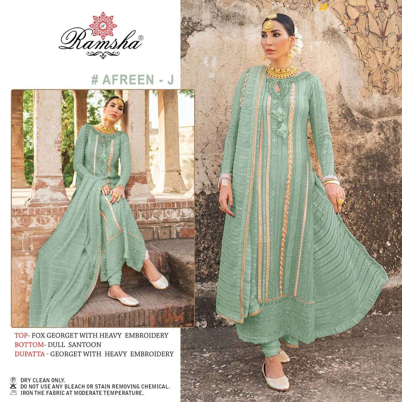 RAMSHA AFREEN NX DESIGNER GEORGETTE SUIT (singles available) 