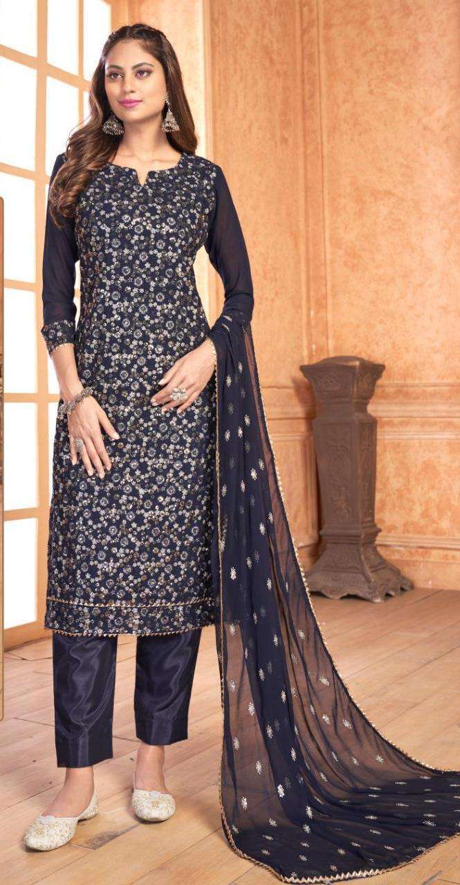 ramsha R-473 colours pakistani georgette with embroidery dress 