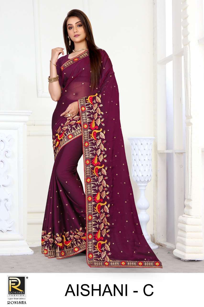 ranjna saree aishani chiffon embroidery saree