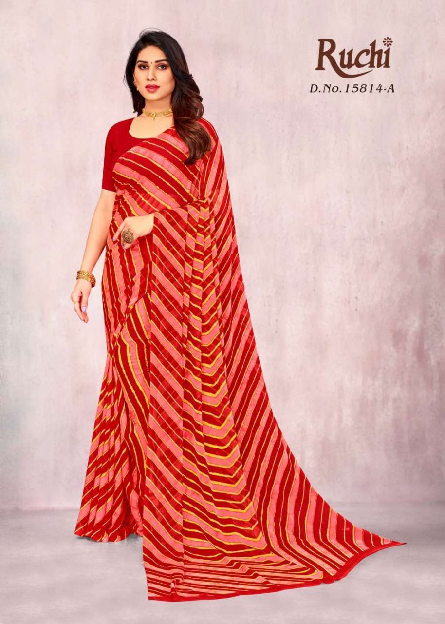 ruchi star chiffon 15814 chiffon lehriya saree