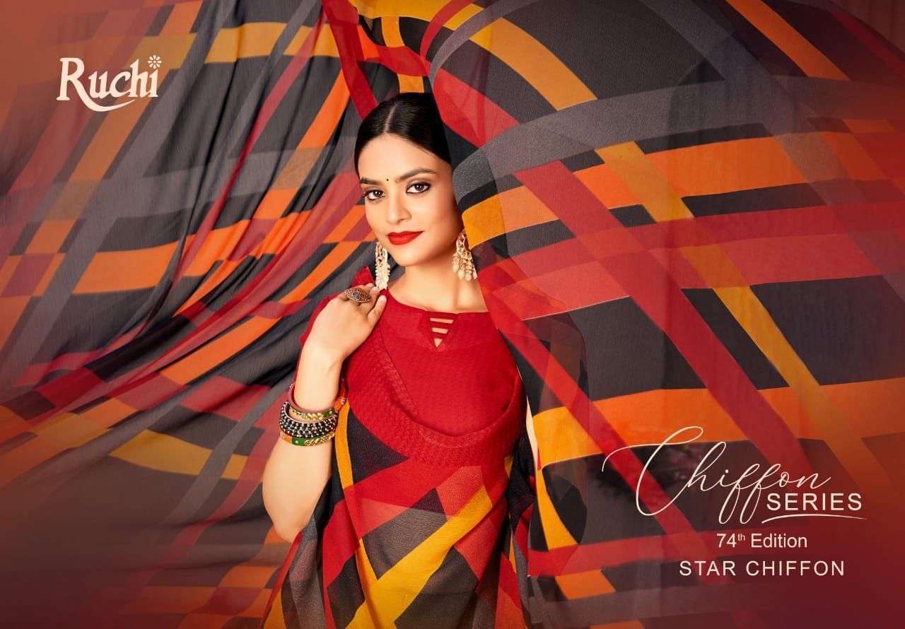 ruchi star chiffon vol 74 series 16001-16006 Chiffon saree