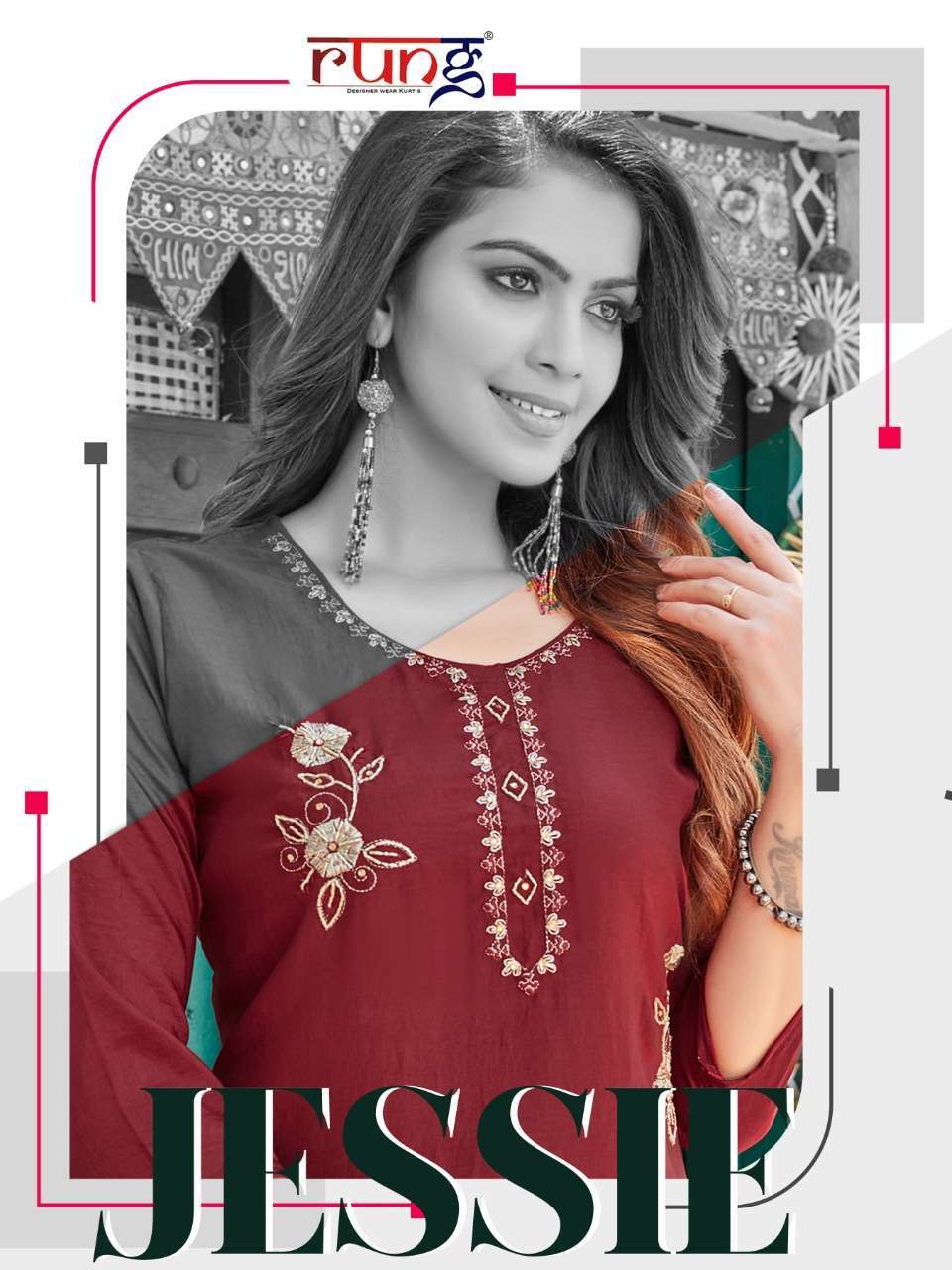 rung jessie series 01-08 heavy chinon silk embroidery kurti 