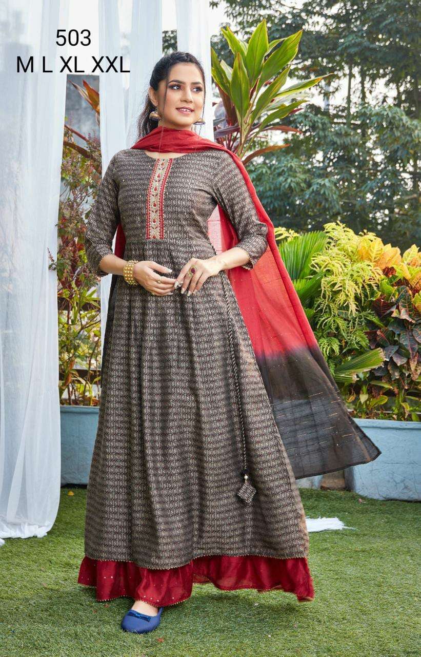 s4u 503 design combo set of long floor length dress with dupatta