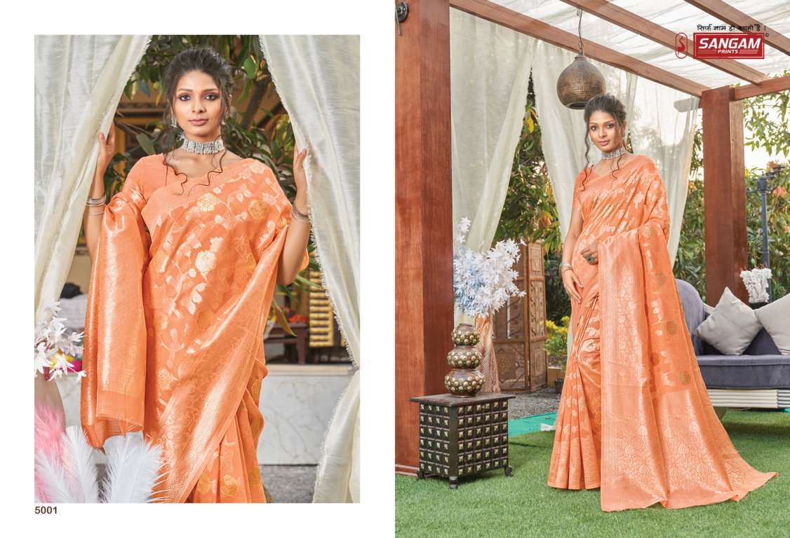 sangam prints kethal silk series 5001-5006 cotton saree
